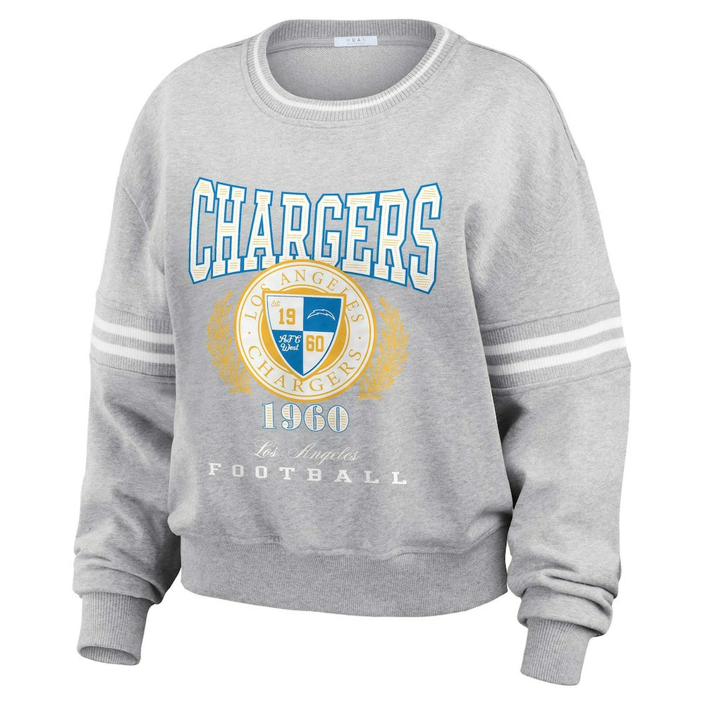 WEAR by Erin Andrews Women's Cropped Pullover Sweatshirt - Los Angeles Chargers Pullover