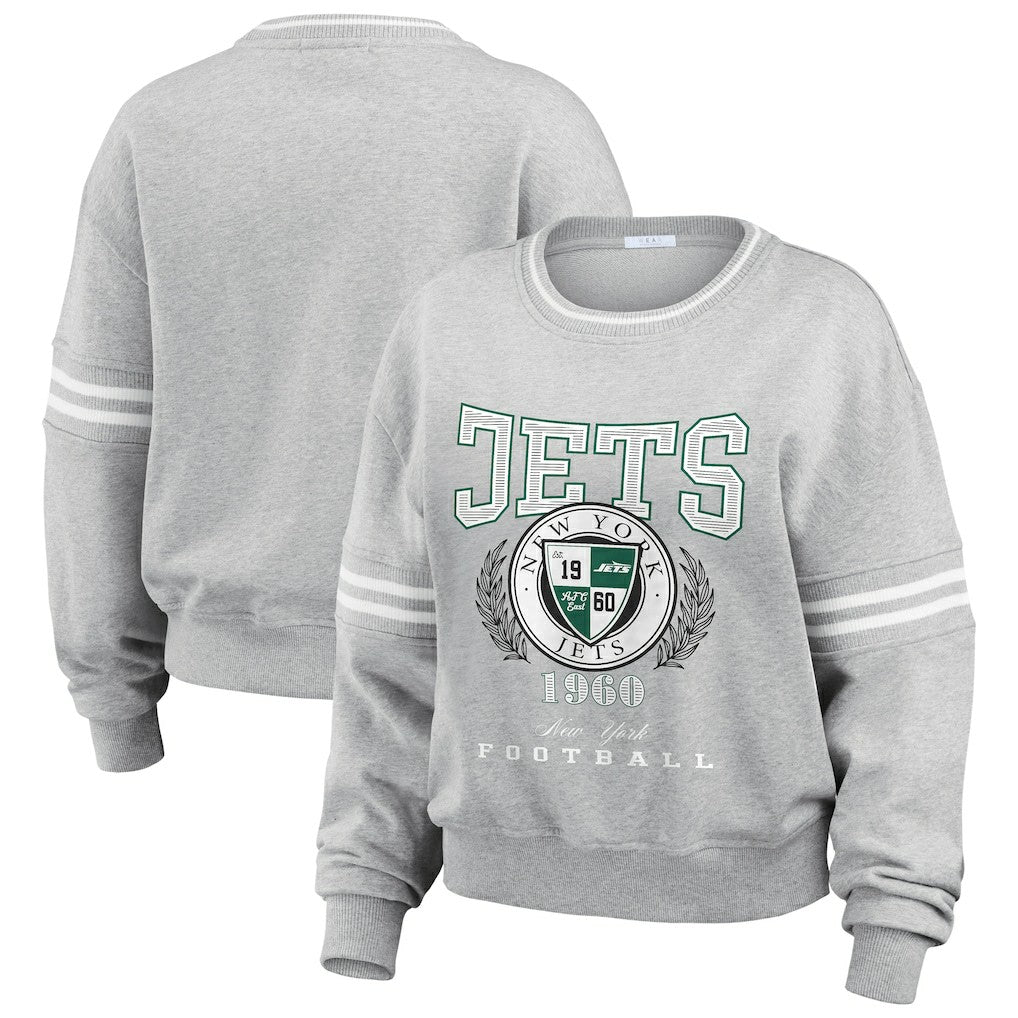 WEAR by Erin Andrews Women's Crest Cropped Pullover Sweatshirt - New York Jets Pullover