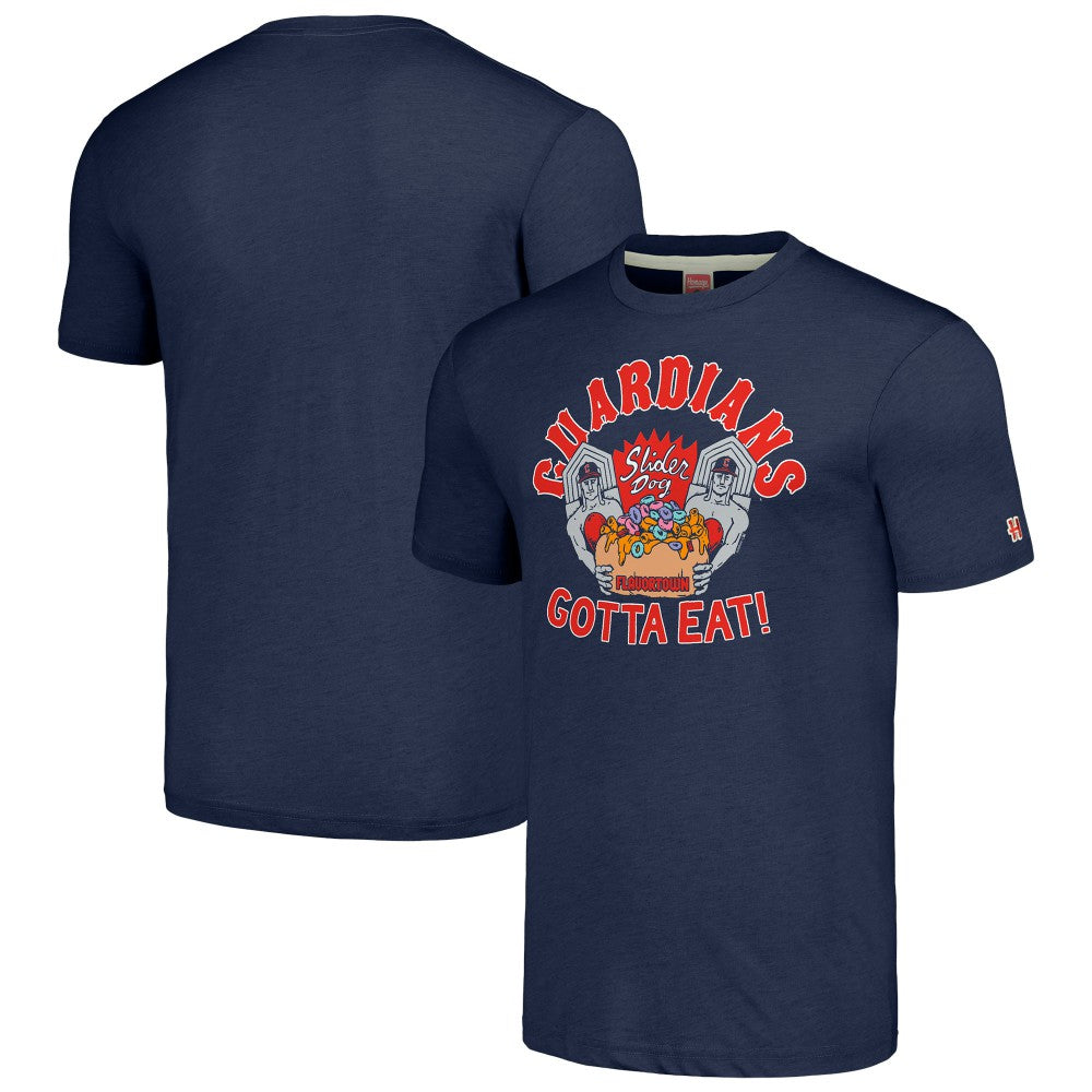 Navy Cleveland Guardians MLB x Guy Fieri’s Flavortown Unisex Tri-Blend T-Shirt