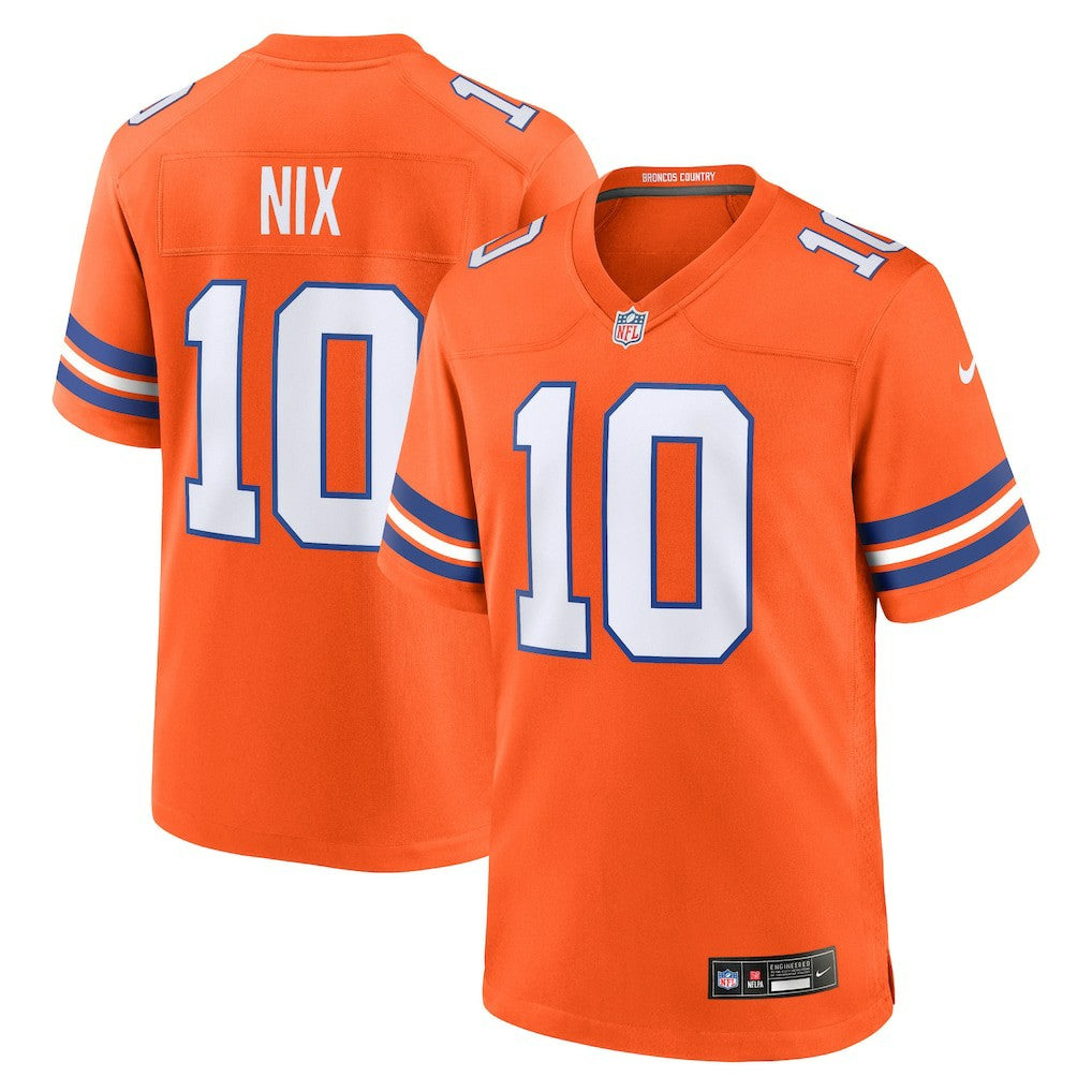 Bo Nix  Mile High Collection 1977 Throwback Player Game Jersey - Denver Broncos Jerseys