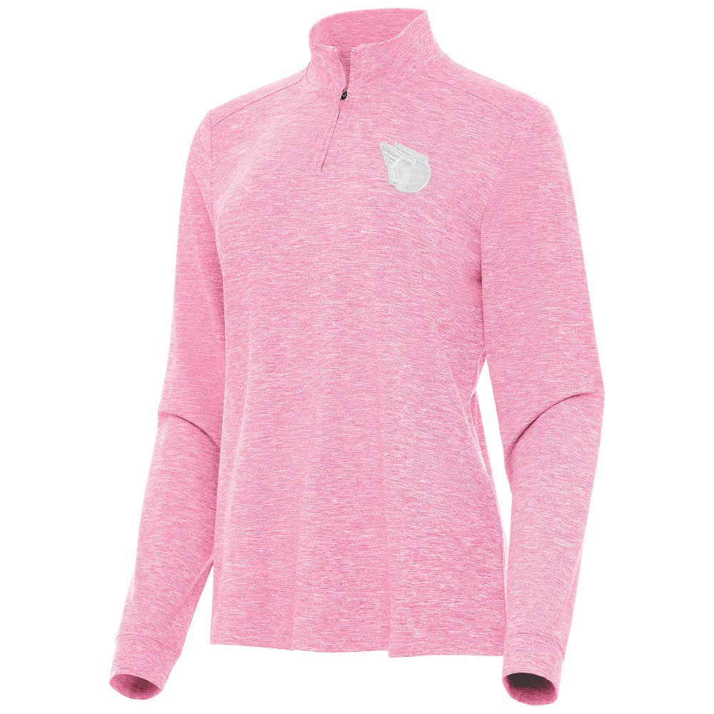 Pink Cleveland Guardians Antigua Women's Mentor Lightweight Mock Neck Quarter-Zip Top