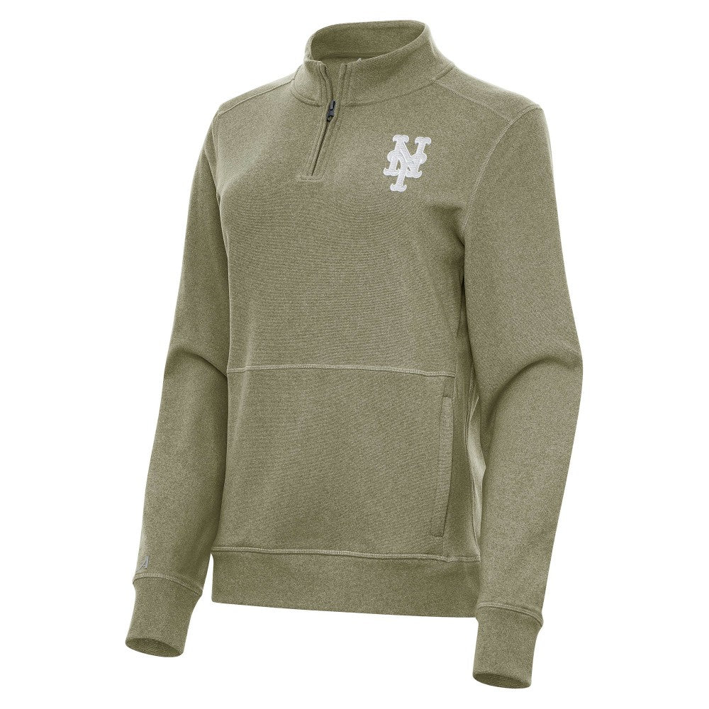 Olive New York Mets Antigua Women's Crush Quarter-Zip Jacket