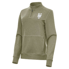 Olive New York Mets Antigua Women's Crush Quarter-Zip Jacket