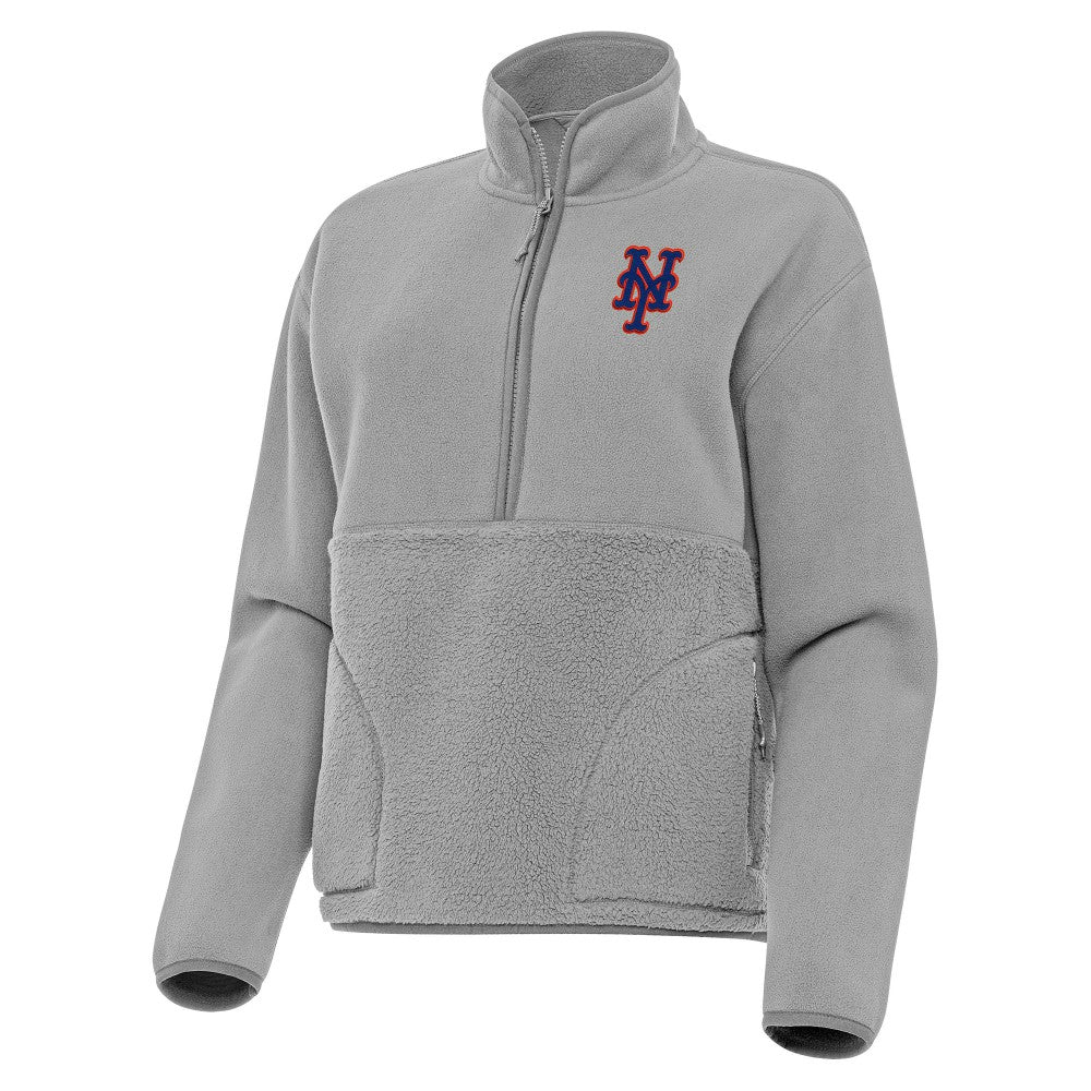 Gray New York Mets Antigua Women's Figure Half-Zip Sweatshirt