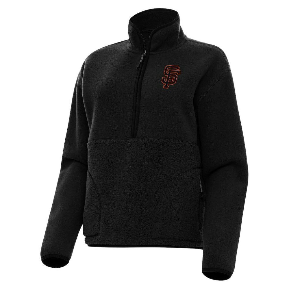 Black San Francisco Giants Antigua Women's Figure Half-Zip Sweatshirt