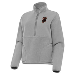 Gray San Francisco Giants Antigua Women's Figure Half-Zip Sweatshirt