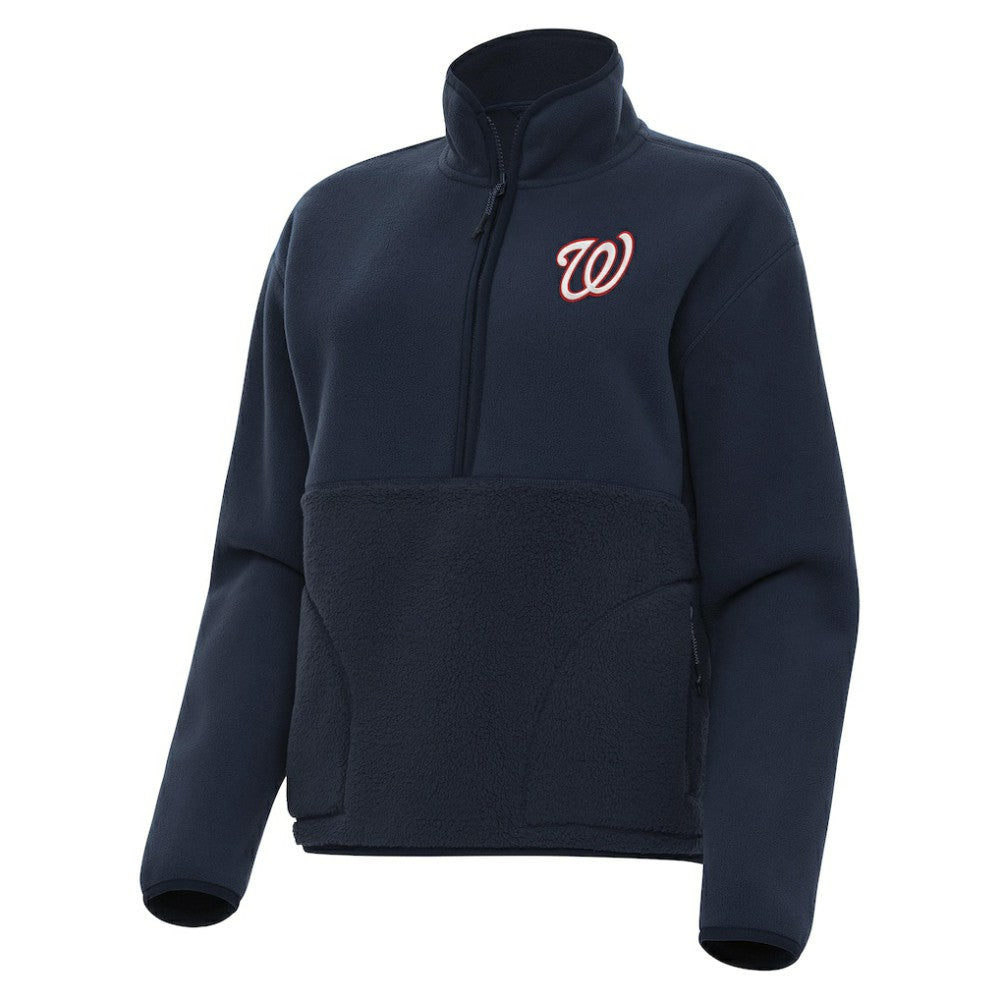 Navy Washington Nationals Antigua Women's Figure Half-Zip Sweatshirt