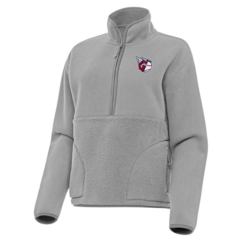 Gray Cleveland Guardians Antigua Women's Figure Half-Zip Sweatshirt