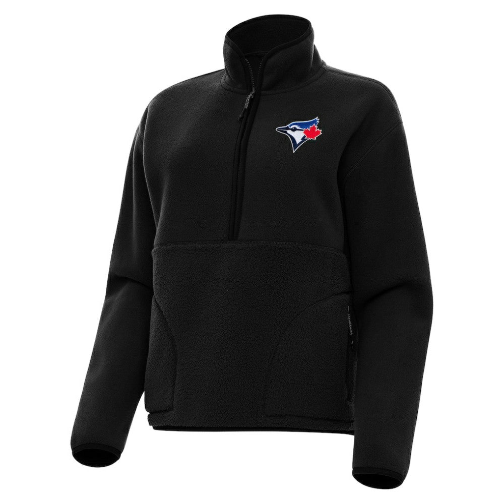 Black Toronto Blue Jays Antigua Women's Figure Half-Zip Sweatshirt