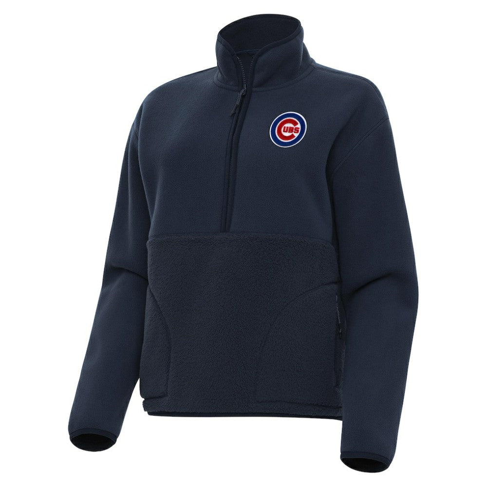 Navy Chicago Cubs Antigua Women's Figure Half-Zip Sweatshirt