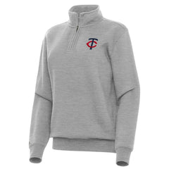 Heather Gray Minnesota Twins Antigua Women's Victory Quarter-Zip Sweatshirt