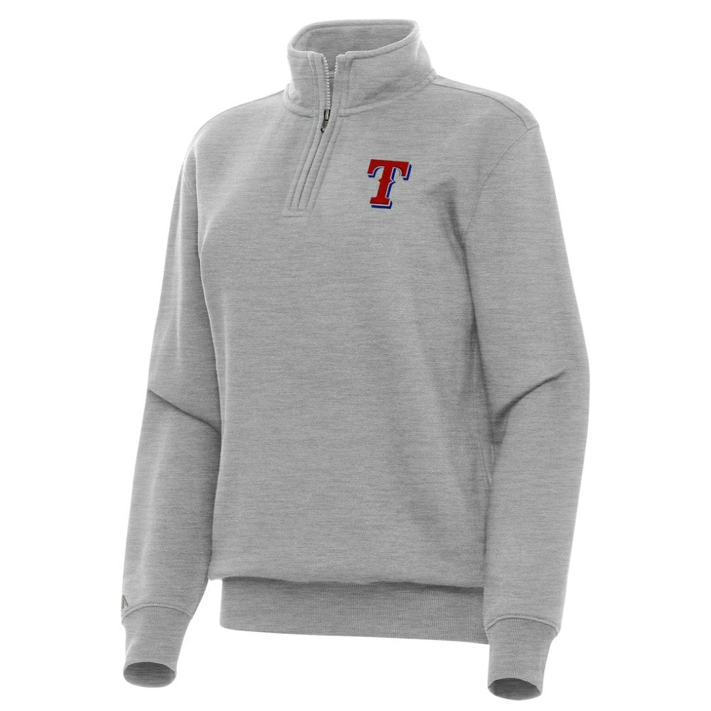 Heather Gray Texas Rangers Antigua Women's Victory Quarter-Zip Sweatshirt