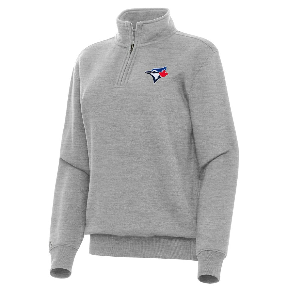 Heather Gray Toronto Blue Jays Antigua Women's Victory Quarter-Zip Sweatshirt