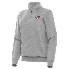 Heather Gray Toronto Blue Jays Antigua Women's Victory Quarter-Zip Sweatshirt
