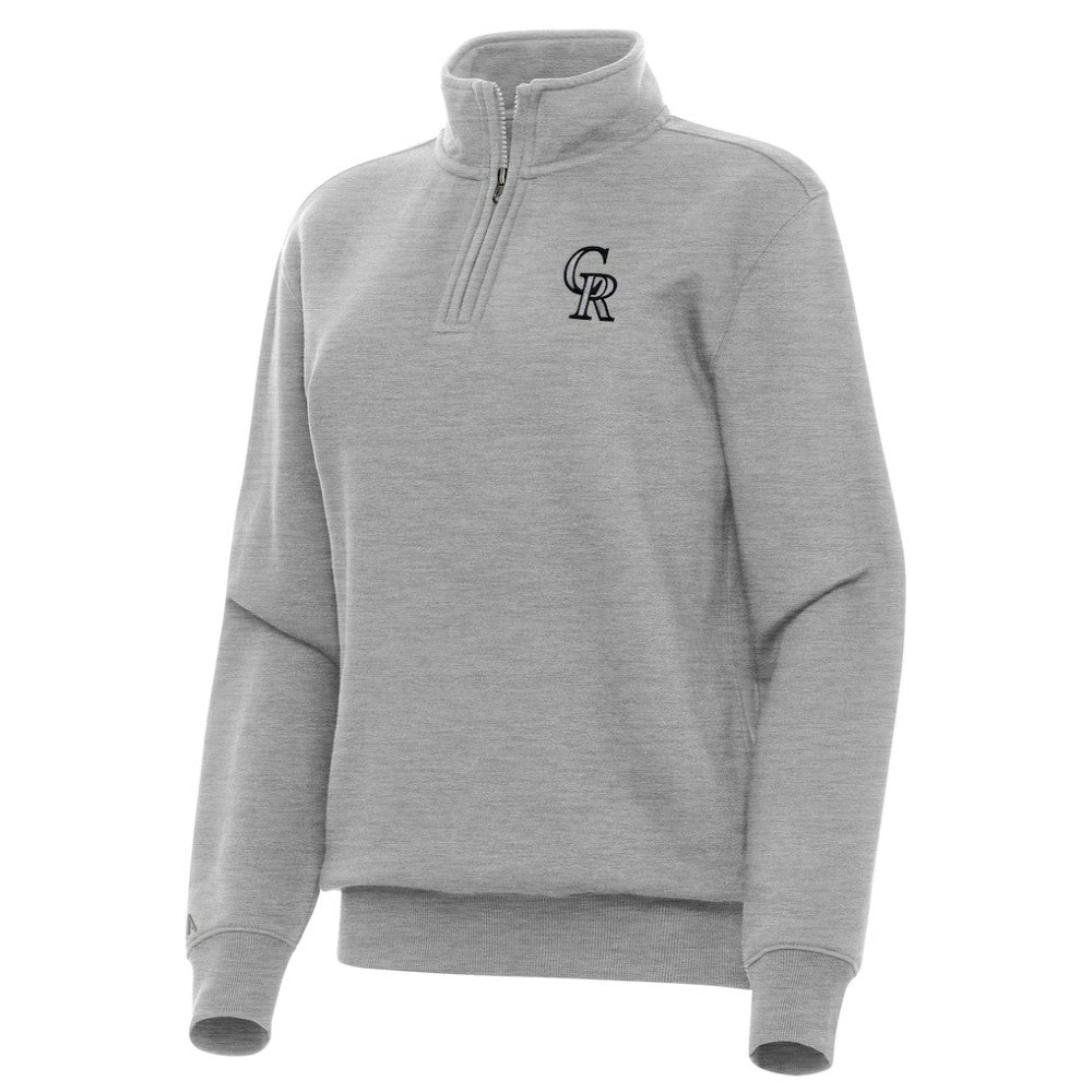 Heather Gray Colorado Rockies Antigua Women's Victory Quarter-Zip Sweatshirt