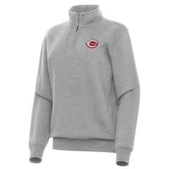 Heather Gray Cincinnati Reds Antigua Women's Victory Quarter-Zip Sweatshirt