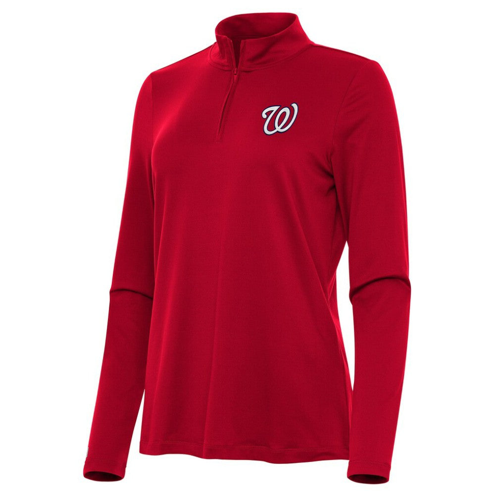 Red Washington Nationals Antigua Women's Reprocess Quarter-Zip Top - Red