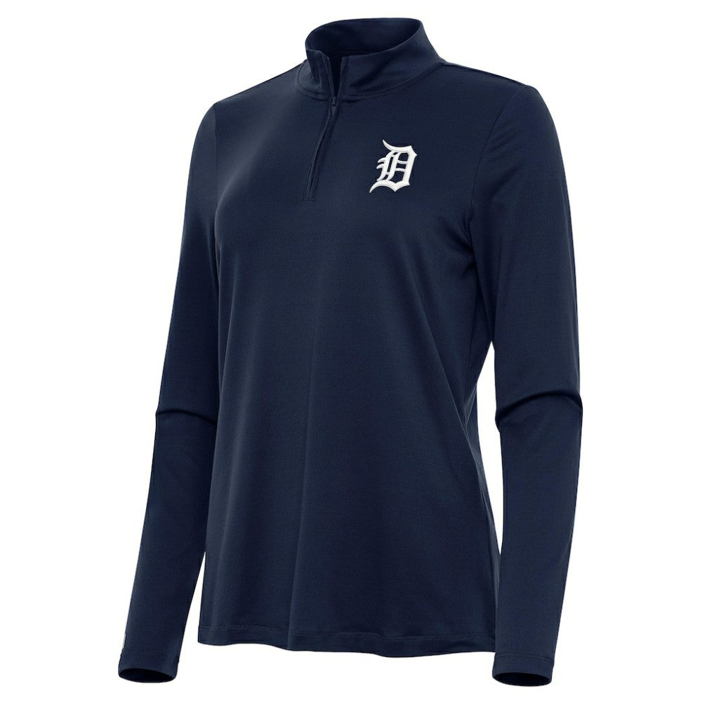 Navy Detroit Tigers Antigua Women's Reprocess Quarter-Zip Top - Navy