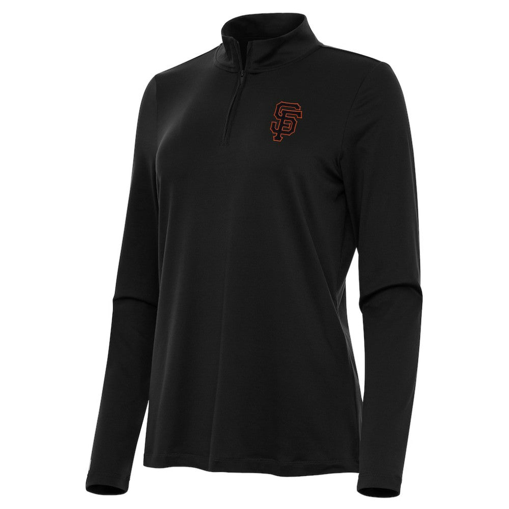Black San Francisco Giants Antigua Women's Reprocess Quarter-Zip Top - Black