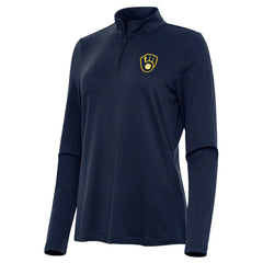 Navy Milwaukee Brewers Antigua Women's Reprocess Quarter-Zip Top - Navy