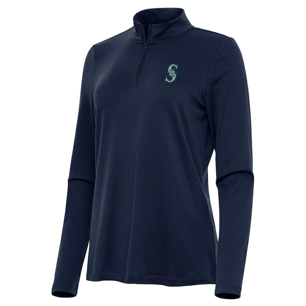 Navy Seattle Mariners Antigua Women's Reprocess Quarter-Zip Top - Navy