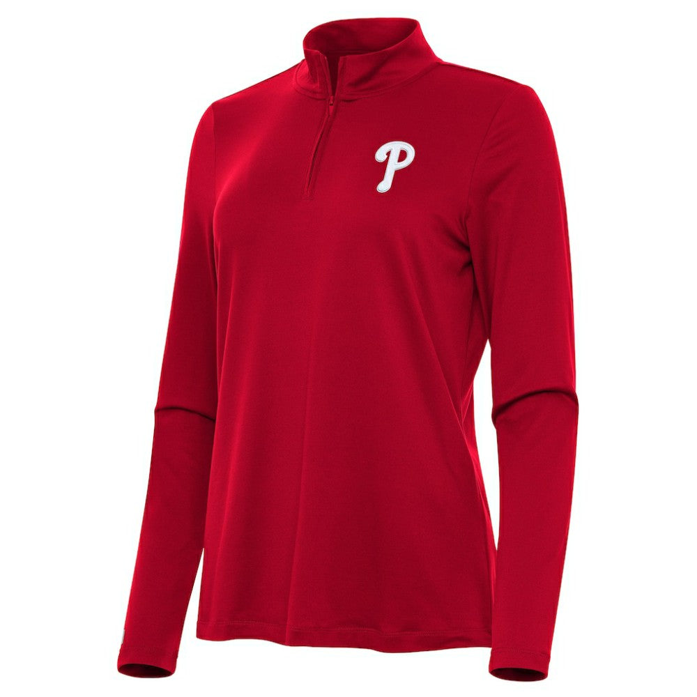 Red Philadelphia Phillies Antigua Women's Reprocess Quarter-Zip Top - Red