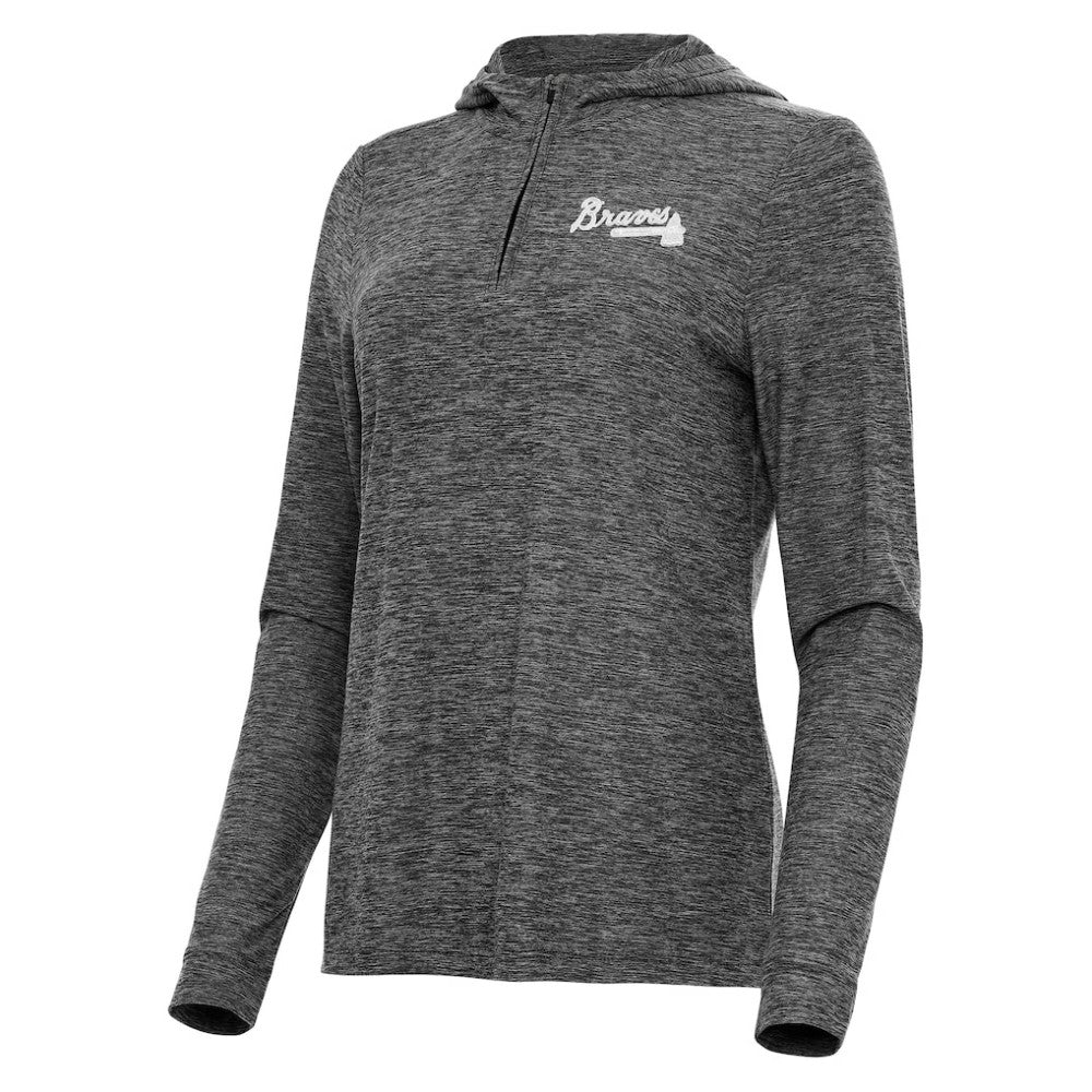 Heather Black Atlanta Braves Antigua Women's Daybreak Quarter-Zip Hoodie
