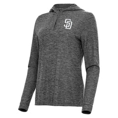 Heather Black San Diego Padres Antigua Women's Daybreak Quarter-Zip Hoodie