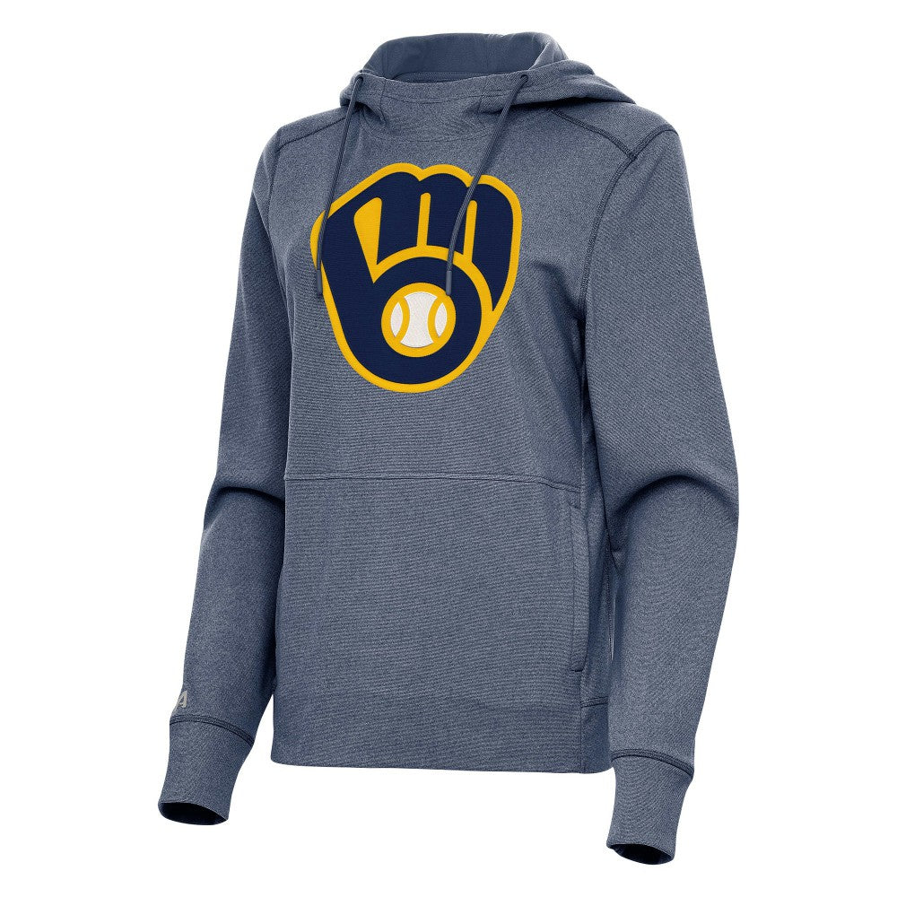 Heather Navy Milwaukee Brewers Antigua Women's Justice Pullover Hoodie