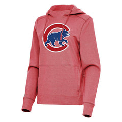 Heather Red Chicago Cubs Antigua Women's Justice Pullover Hoodie