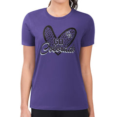 Purple Colorado Rockies G-III 4Her by Carl Banks Women's Super-Slim Fit Lightweight Leopard Heart T-Shirt