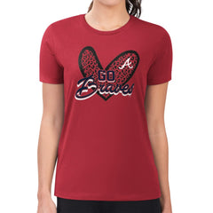 Red Atlanta Braves G-III 4Her by Carl Banks Women's Super-Slim Fit Lightweight Leopard Heart T-Shirt