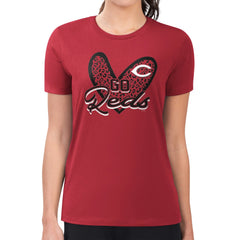 Red Cincinnati Reds G-III 4Her by Carl Banks Women's Super-Slim Fit Lightweight Leopard Heart T-Shirt
