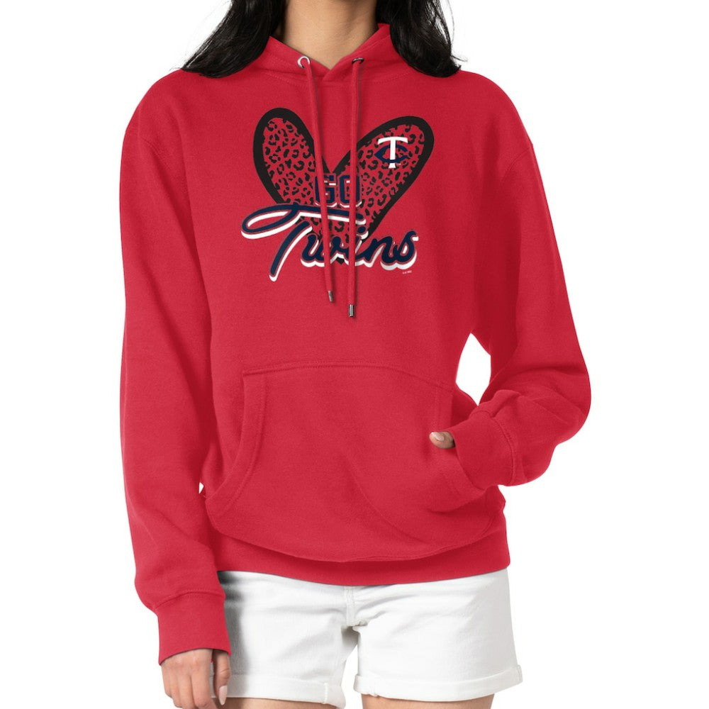 Red Minnesota Twins G-III 4Her by Carl Banks Women's Leopard Heart Pullover Hoodie