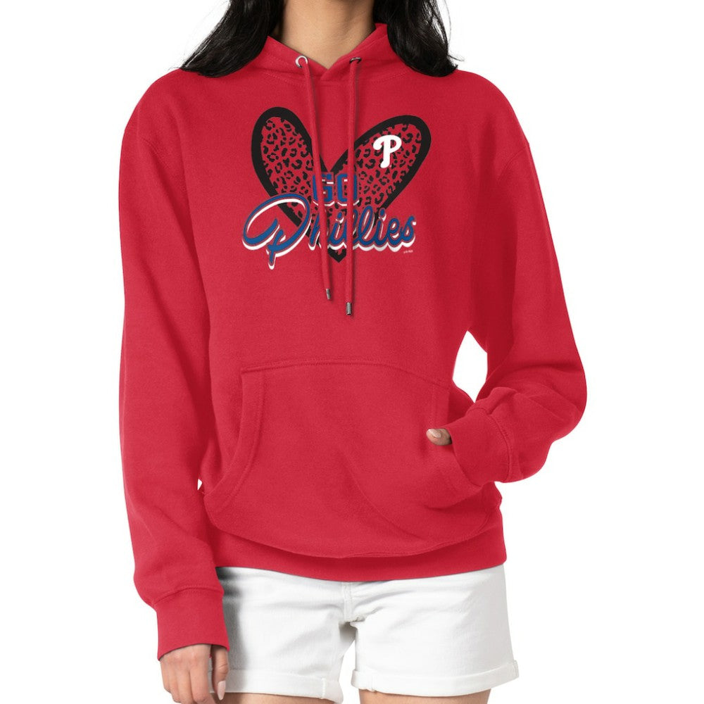 Red Philadelphia Phillies G-III 4Her by Carl Banks Women's Leopard Heart Pullover Hoodie