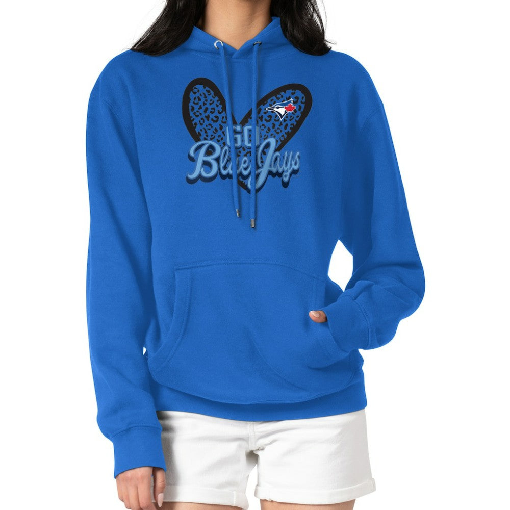 Royal Toronto Blue Jays G-III 4Her by Carl Banks Women's Leopard Heart Pullover Hoodie