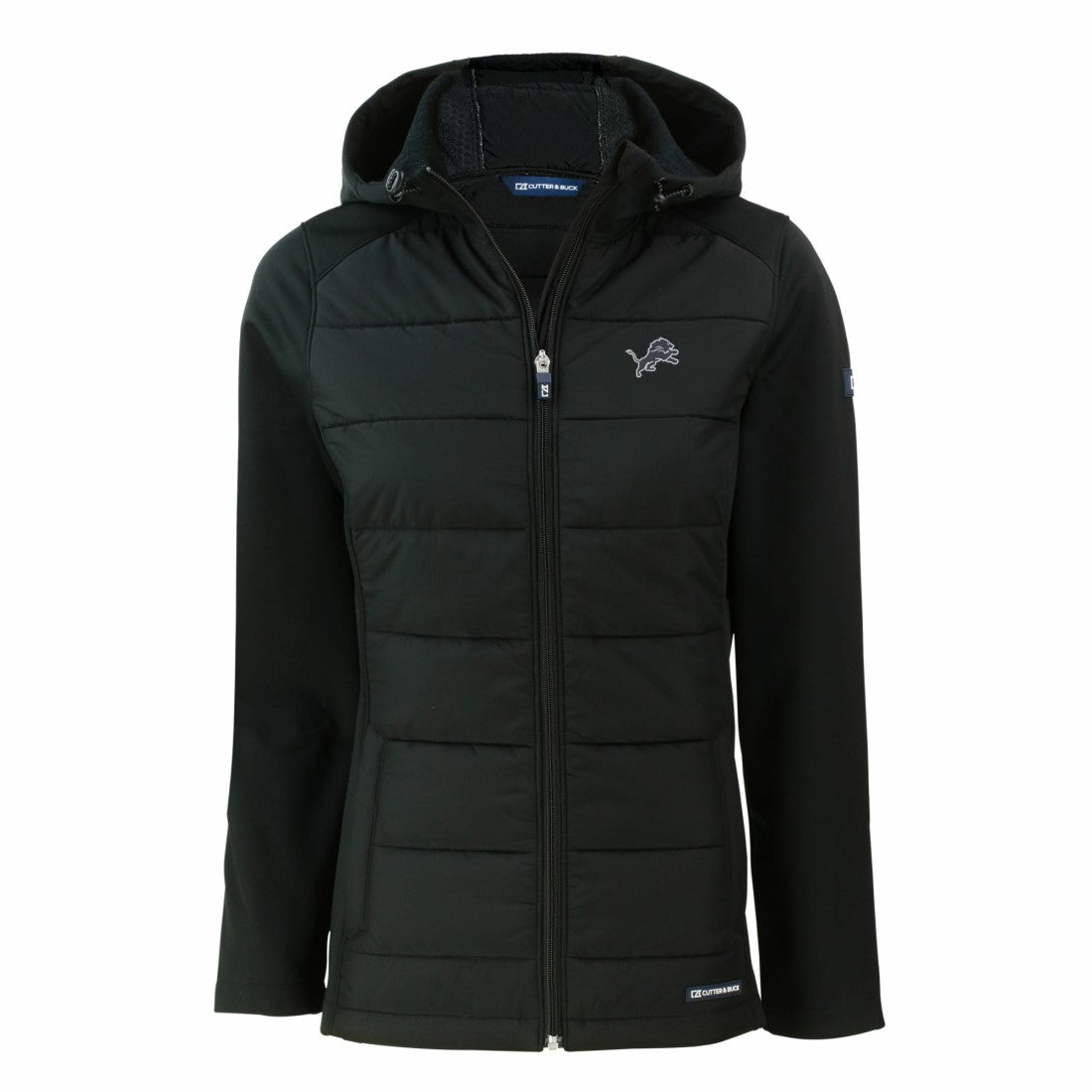 Cutter & Buck Women's Evoke Hybrid Eco Softshell Recycled Full-Zip Hoodie Jacket - Detroit Lions Hoodies