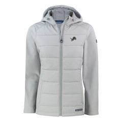 Cutter & Buck Women's Evoke Hybrid Eco Softshell Recycled Full-Zip Hoodie Jacket - Detroit Lions Hoodies