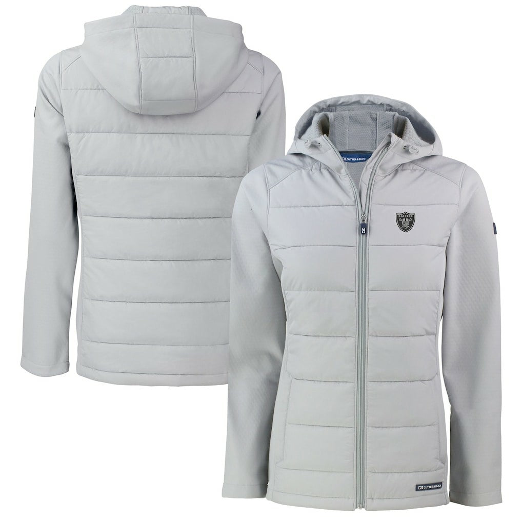 Cutter & Buck Women's Evoke Hybrid Eco Softshell Recycled Full-Zip Hoodie Jacket - Las Vegas Raiders Hoodies