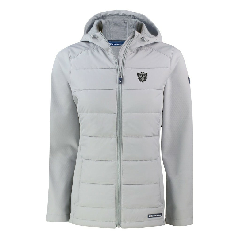Cutter & Buck Women's Evoke Hybrid Eco Softshell Recycled Full-Zip Hoodie Jacket - Las Vegas Raiders Hoodies
