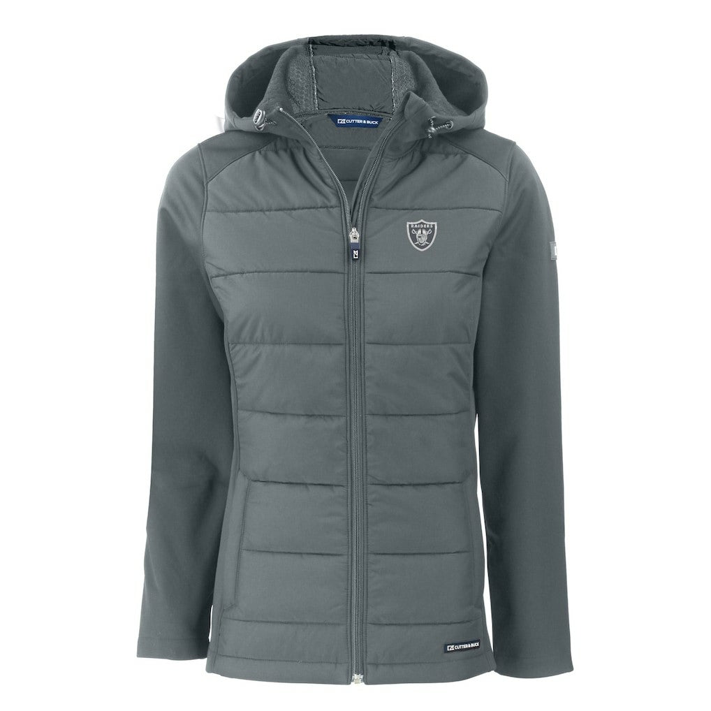 Cutter & Buck Women's Evoke Hybrid Eco Softshell Recycled Full-Zip Hoodie Jacket - Las Vegas Raiders Hoodies