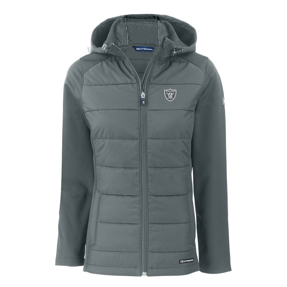Cutter & Buck Women's Evoke Hybrid Eco Softshell Recycled Full-Zip Hoodie Jacket - Las Vegas Raiders Hoodies