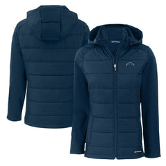 Cutter & Buck Women's Evoke Hybrid Eco Softshell Recycled Full-Zip Hoodie Jacket - Los Angeles Chargers Hoodies