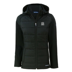Cutter & Buck Women's Evoke Hybrid Eco Softshell Recycled Full-Zip Hoodie Jacket - Green Bay Packers Hoodies
