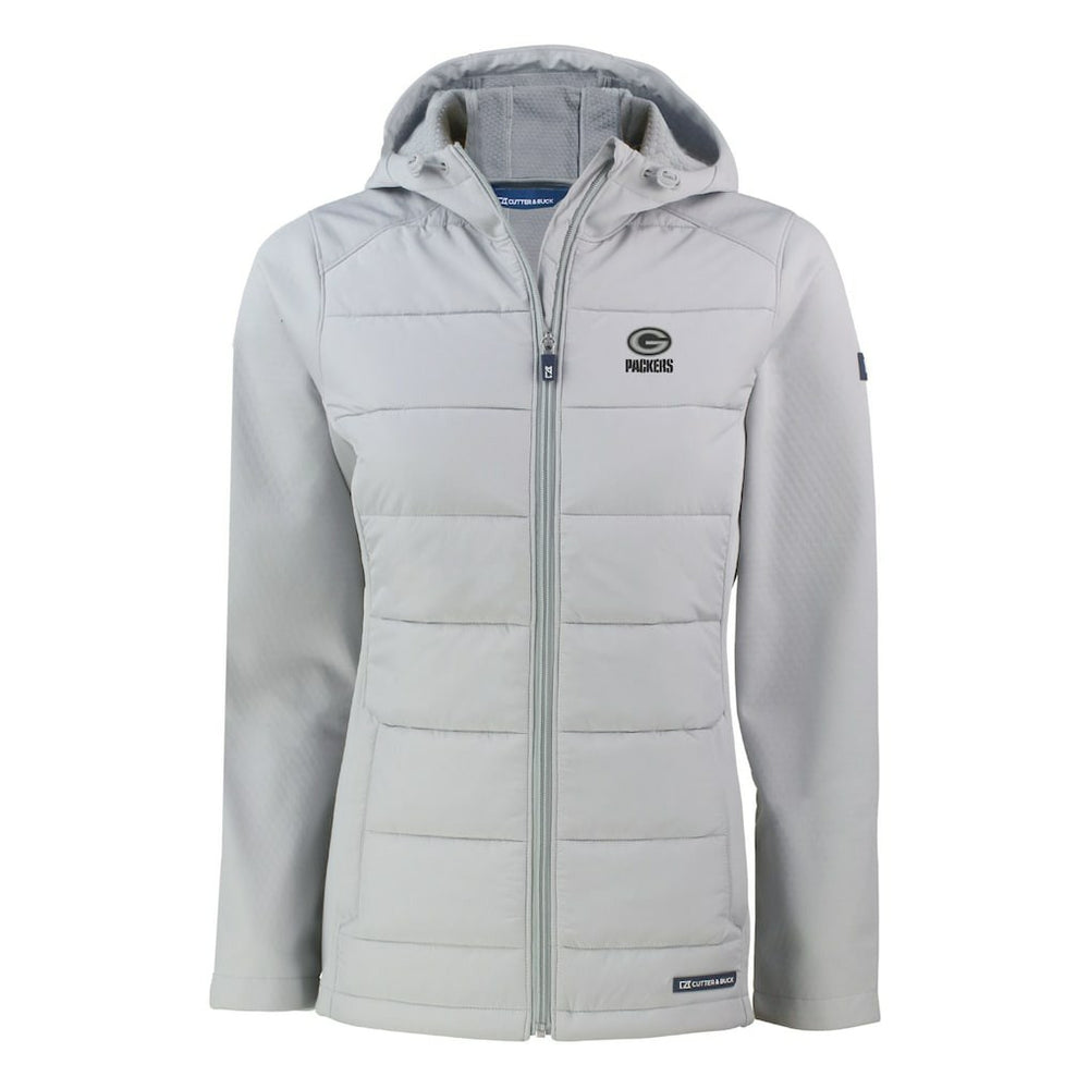 Cutter & Buck Women's Evoke Hybrid Eco Softshell Recycled Full-Zip Hoodie Jacket - Green Bay Packers Hoodies