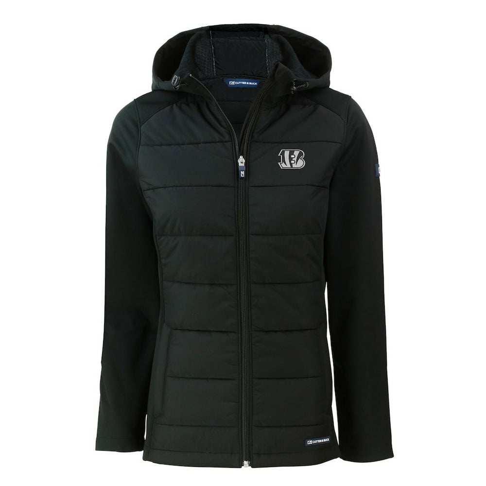 Cutter & Buck Women's Evoke Hybrid Eco Softshell Recycled Full-Zip Hoodie Jacket - Cincinnati Bengals Hoodies