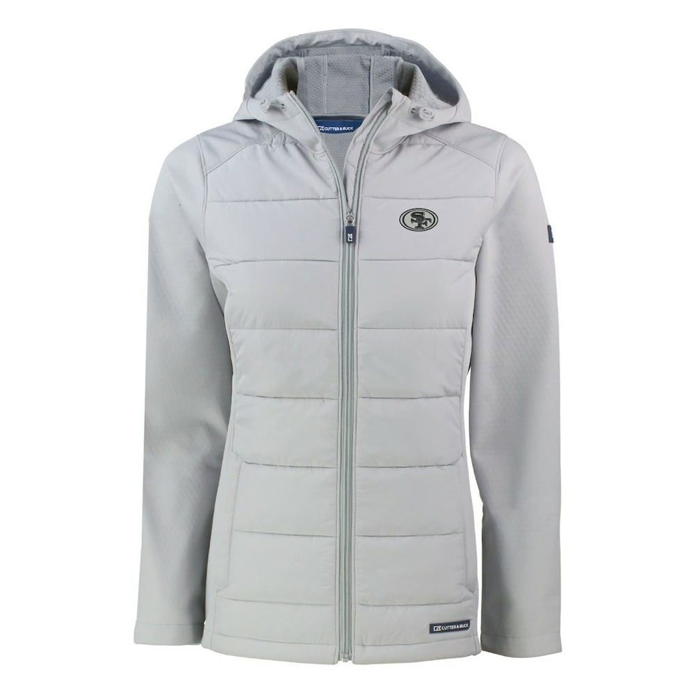 Cutter & Buck Women's Evoke Hybrid Eco Softshell Recycled Full-Zip Hoodie Jacket - San Francisco 49ers Hoodies