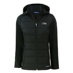 Cutter & Buck Women's Evoke Hybrid Eco Softshell Recycled Full-Zip Hoodie Jacket - Seattle Seahawks Hoodies