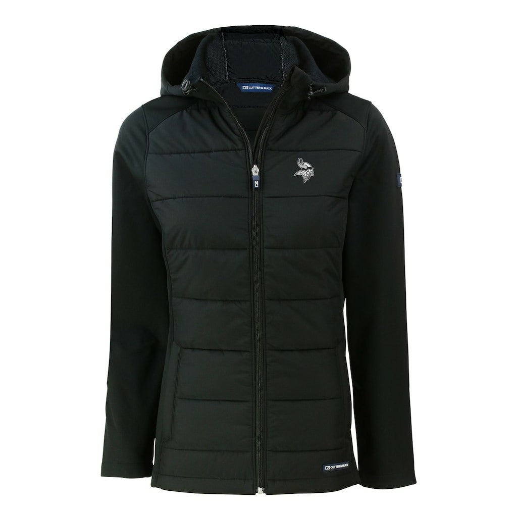 Cutter & Buck Women's Evoke Hybrid Eco Softshell Recycled Full-Zip Hoodie Jacket - Minnesota Vikings Hoodies