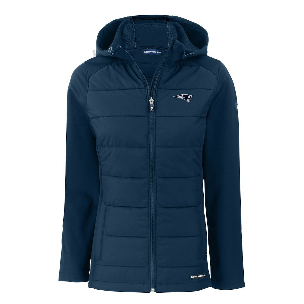 Cutter & Buck Women's Evoke Hybrid Eco Softshell Recycled Full-Zip Hoodie Jacket - New England Patriots Hoodies